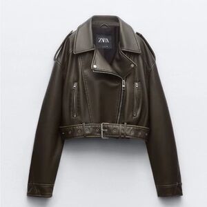 Zara Women's Green Leather Jacket